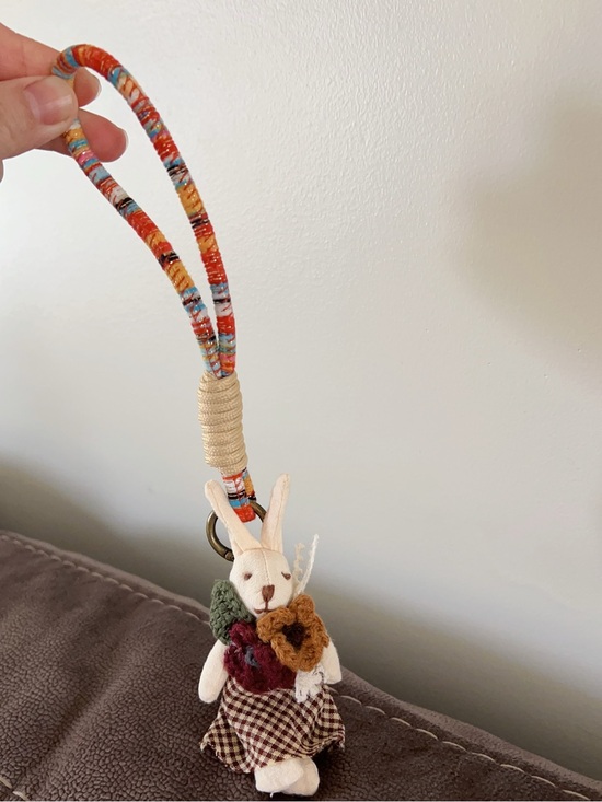 Handmade Accessories - NEW! Handmade Cottagecore Bunny Bag Charm | Floral Rabbit Keychain Wristlet